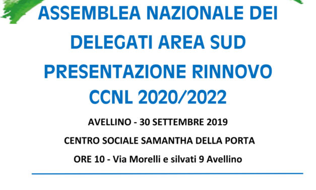 ASSEMBLEA NAZIONALE DEI DELEGATI AREA SUD PRESENTAZIONE RINNOVO CCNL 2020/2022