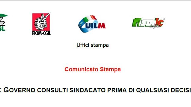 IIA : GOVERNO CONSULTI SINDACATO PRIMA DI QUALSIASI DECISIONE