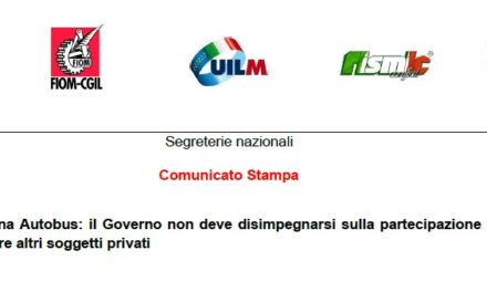 INDUSTRIA ITALIANA AUTOBUS: IL GOVERNO NON DEVE DISIMPEGNARSI SULLA PARTECIPAZIONE PUBBLICA E DEVE INDIVIDUARE ALTRI SOGGETTI PRIVATI