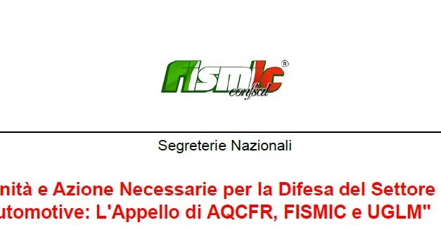 COMUNICATO STAMPA – AQCFR, FISMIC E UGLM-