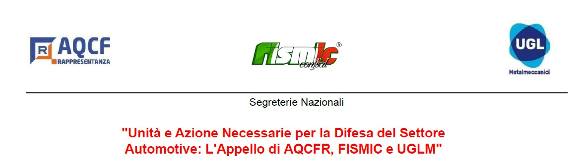 COMUNICATO STAMPA – AQCFR, FISMIC E UGLM-