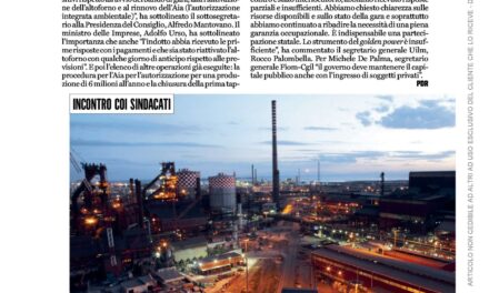 ILVA, IL GOVERNO SI AUTOINCENSA SUL RILANCIO MA NIENTE RASSICURAZIONI DI VENDITA IMPIANTI