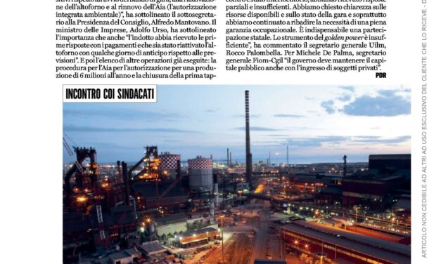 ILVA, IL GOVERNO SI AUTOINCENSA SUL RILANCIO MA NIENTE RASSICURAZIONI DI VENDITA IMPIANTI