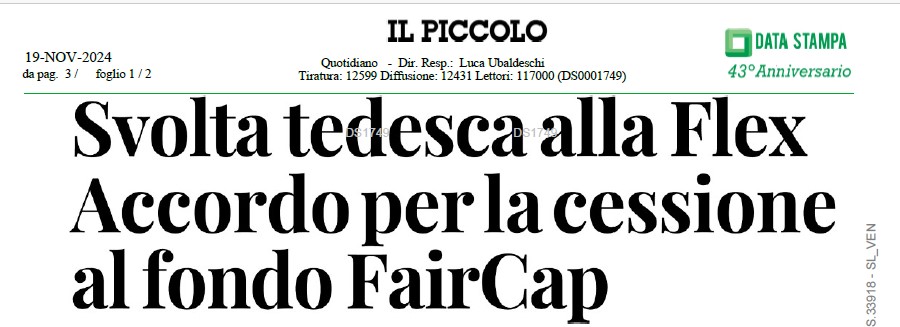 SVOLTA TEDESCA ALLA FLEX ACCORDO PER LA CESSIONE AL FONDO FAIRCAP