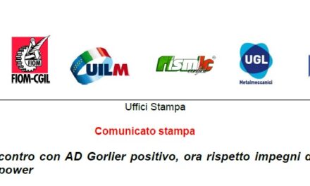 COMAU: INCONTRO CON AD GORLIER POSITIVO, ORA RISPETTO IMPEGNI DELL’AZIENDA SU GOLDEN POWER