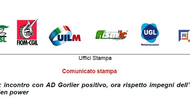 COMAU: INCONTRO CON AD GORLIER POSITIVO, ORA RISPETTO IMPEGNI DELL’AZIENDA SU GOLDEN POWER