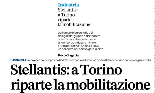 STELLANTIS: A TORINO RIPARTE LA MOBILITAZIONE