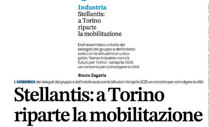 STELLANTIS: A TORINO RIPARTE LA MOBILITAZIONE