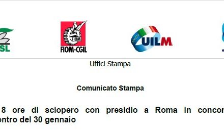 BEKO: 8 ORE DI SCIOPERO NAZIONALE E PRESIDIO A ROMA IN CONCOMITANZA DELL’INCONTRO DEL 30 GENNAIO CONTRO LA DECISIONE DELLA MULTINAZIONALE DI CHIUDERE DUE STABILIMENTI