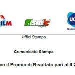 COMAU: MOLTO POSITIVO IL PREMIO DI RISULTATO PARTI AL 9.24% DELLA PAGA BASE